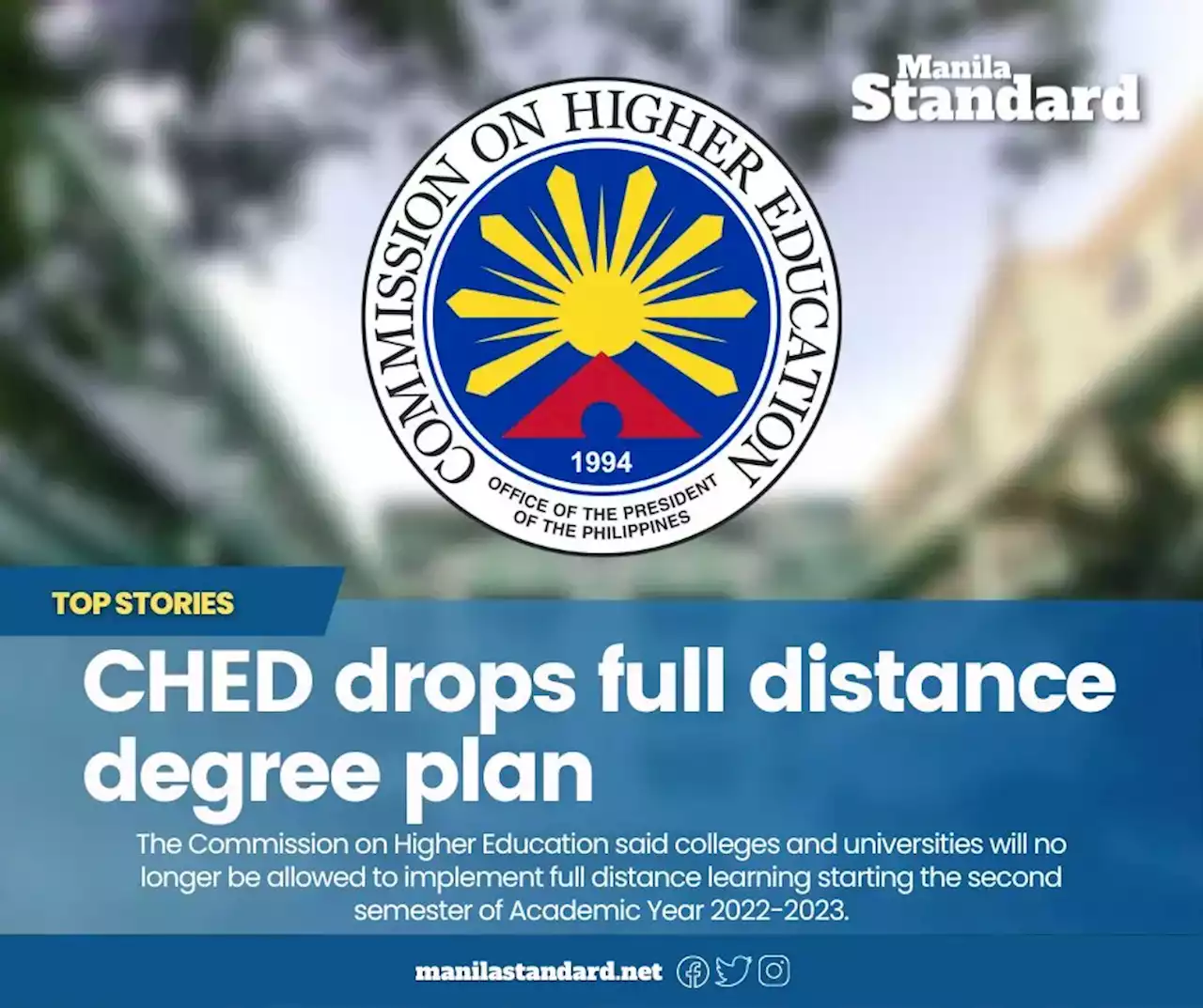 CHED drops full distance degree plan