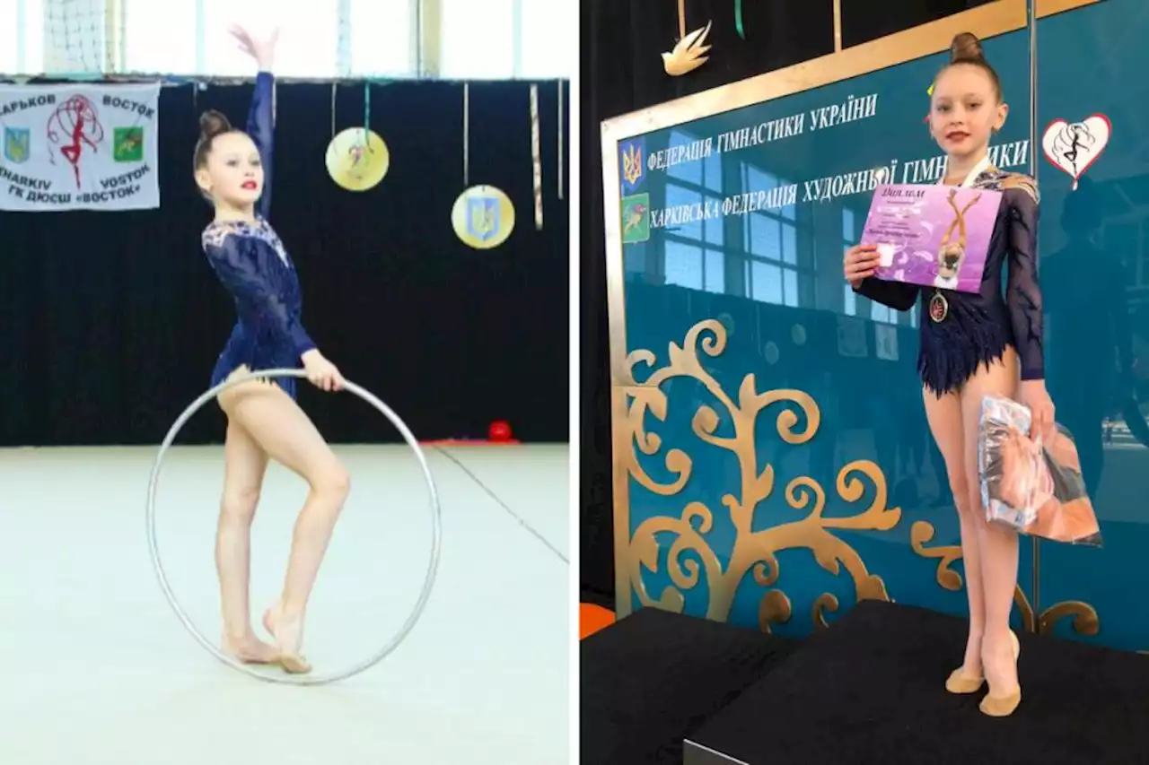 Ukrainian refugee, 10, training in front room for gymnastics competition