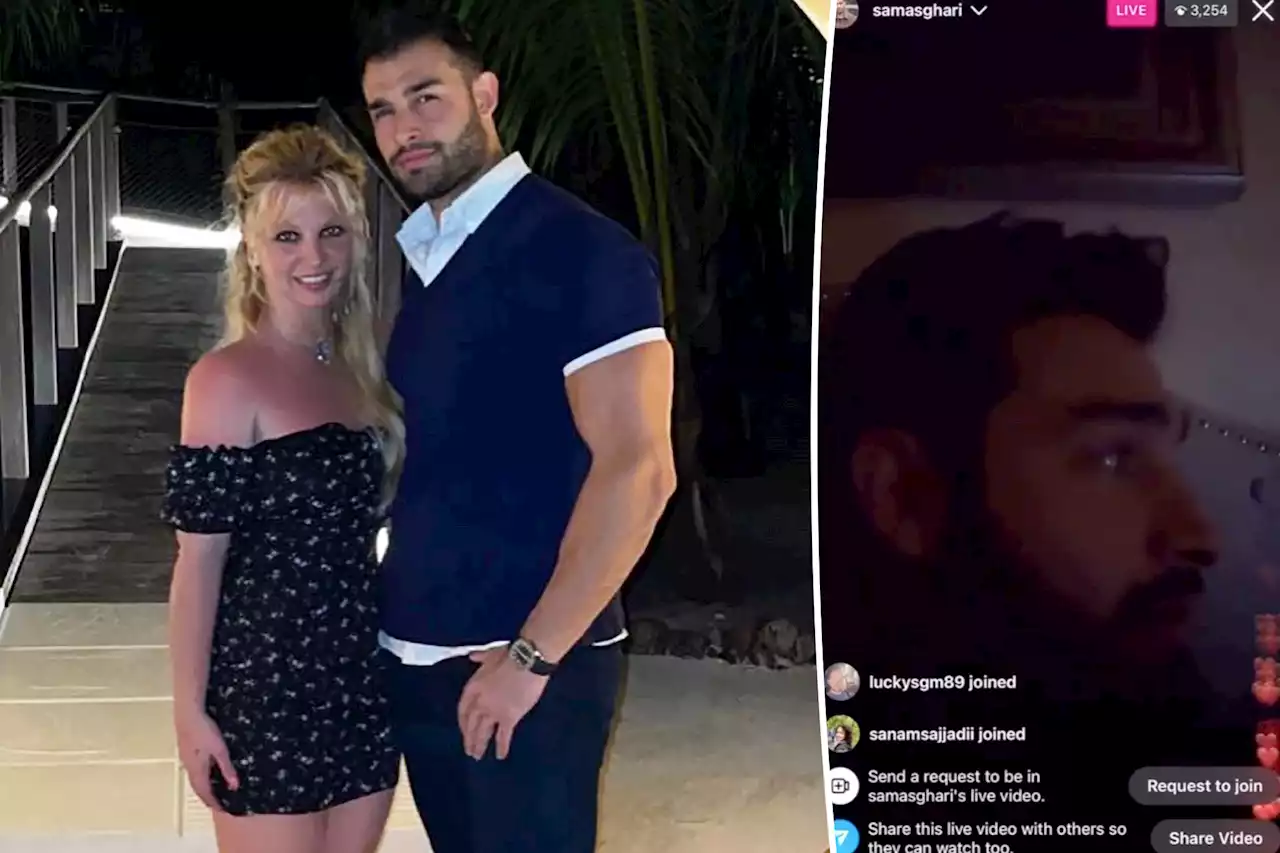 Sam Asghari catches Britney Spears off guard with bizarre Instagram Live in bed