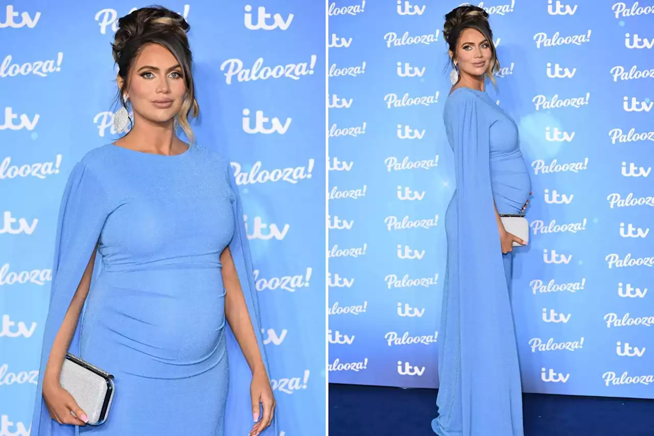 Amy Childs shows off her growing baby bump at the ITV Palooza after revealing she's having twins