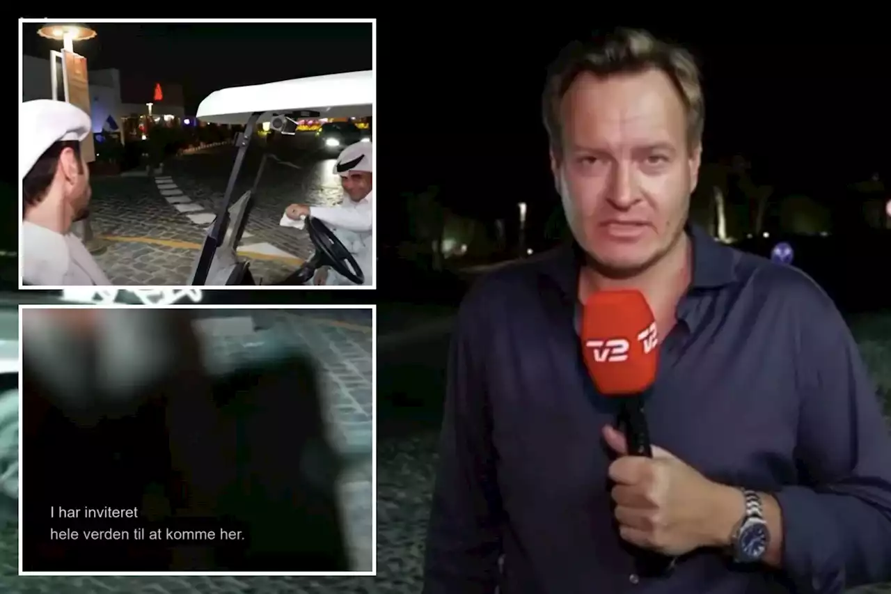 Shocking moment Qatari security threaten to SMASH news camera on live TV