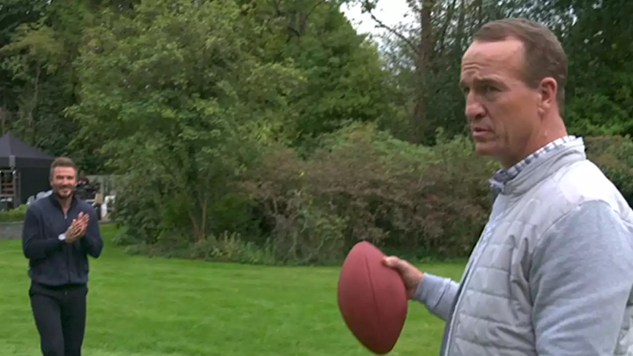 David Beckham's Football Skills Impress Peyton Manning, 'Look At The Hands!'