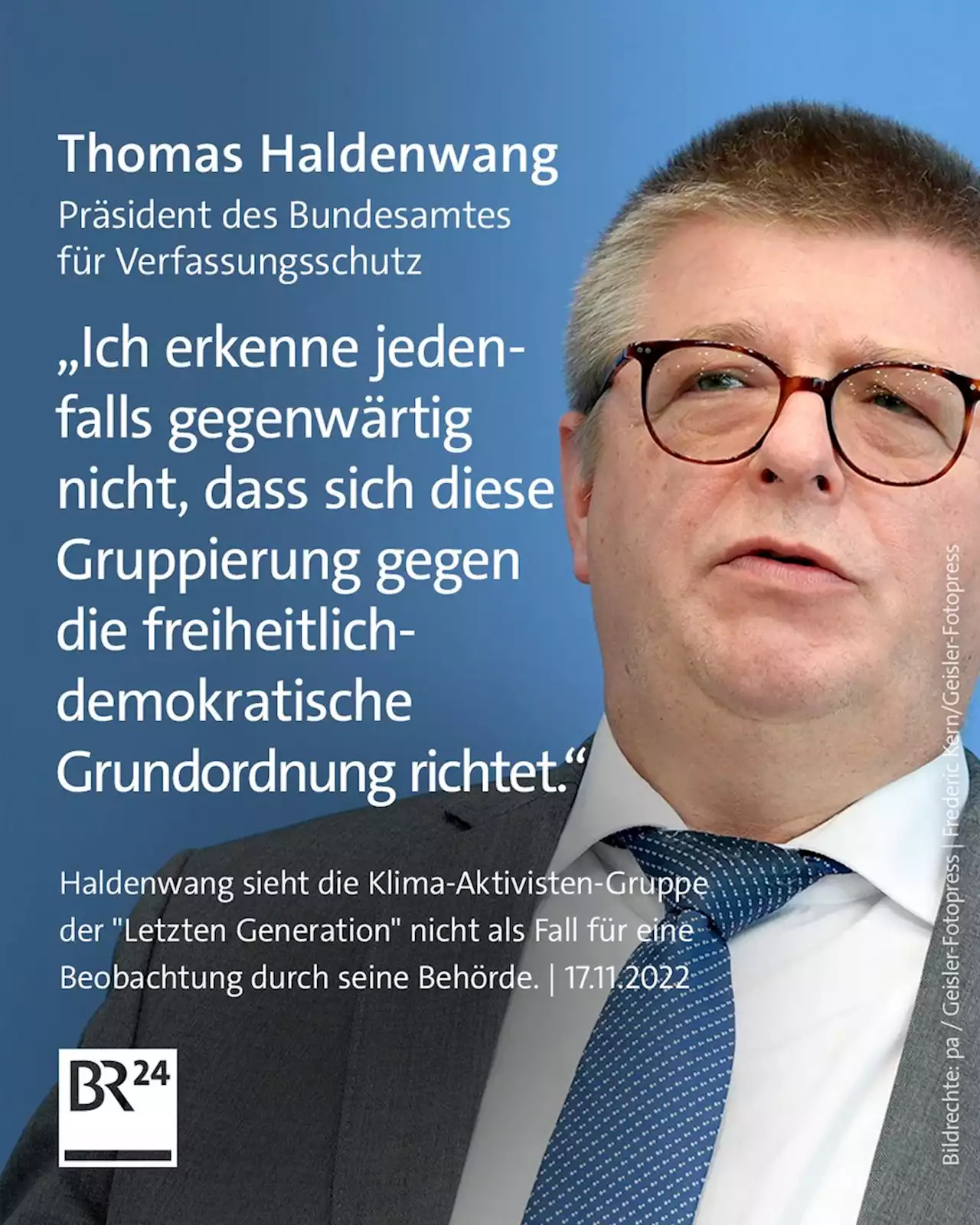 Verfassungsschutz-Chef: Klimaaktivisten 'nicht extremistisch'