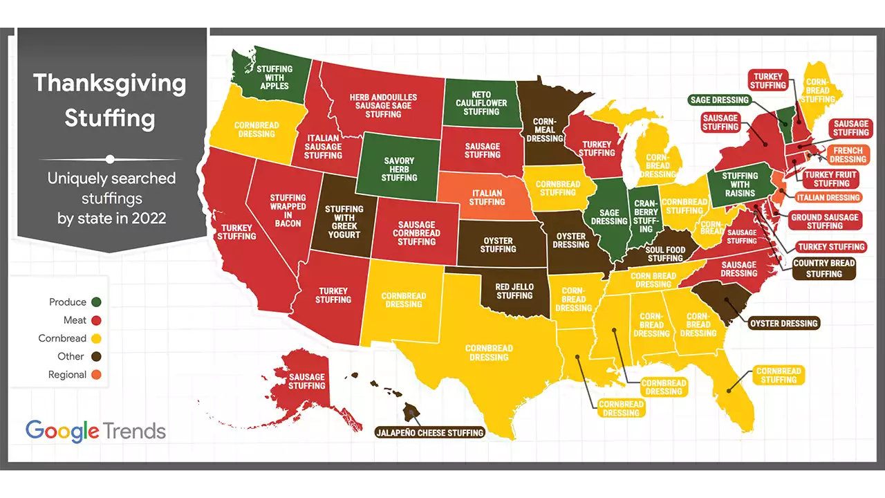 America's 'unique' Thanksgiving stuffing preferences state-by-state