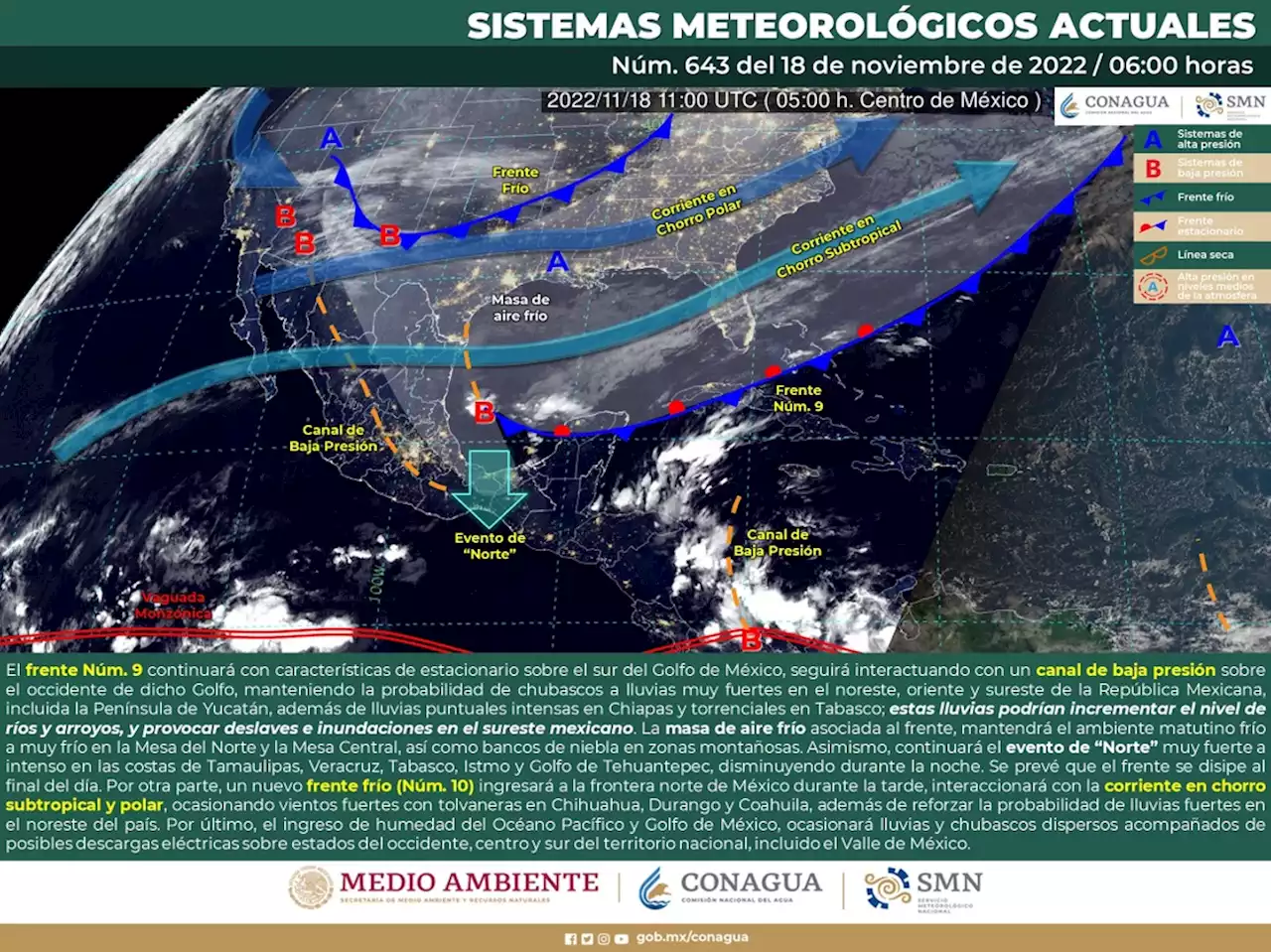 Continuarán lluvias en varias regiones del país, pronostica SMN