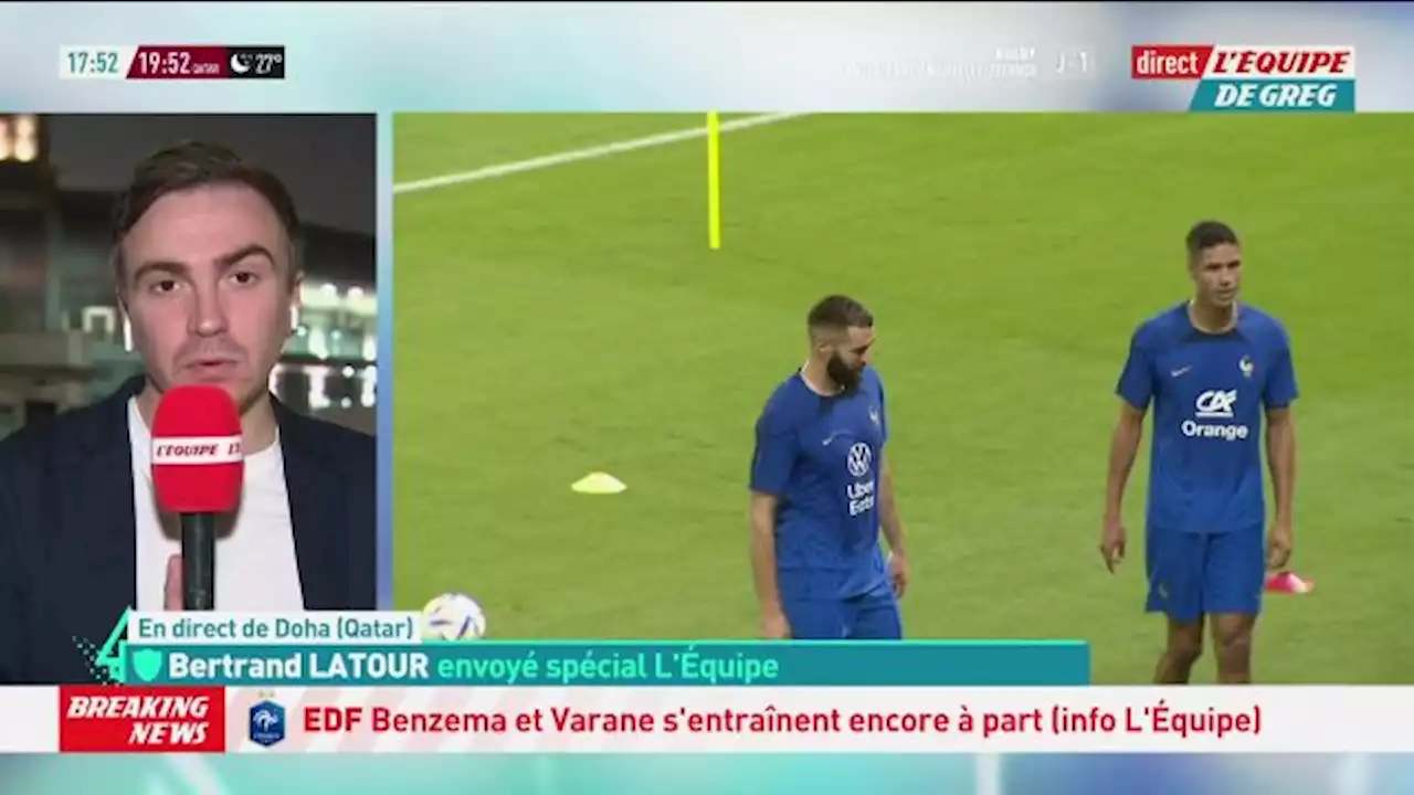 Raphaël Varane et Karim Benzema s'entraînent encore à part avant le début de la Coupe du monde