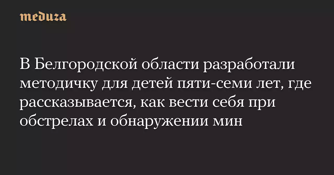 В Белгородской области разработали методичку для детей пяти-семи лет, где рассказывается, как вести себя при обстрелах и обнаружении мин — Meduza