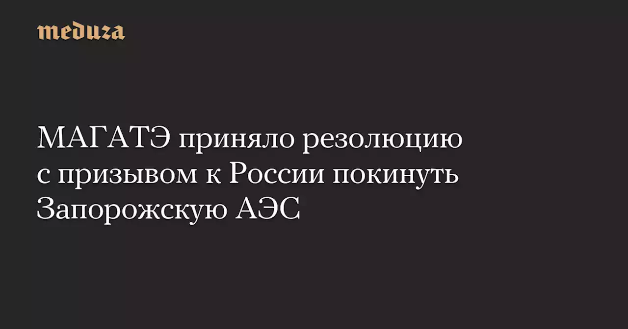 МАГАТЭ приняло резолюцию с призывом к России покинуть Запорожскую АЭС — Meduza