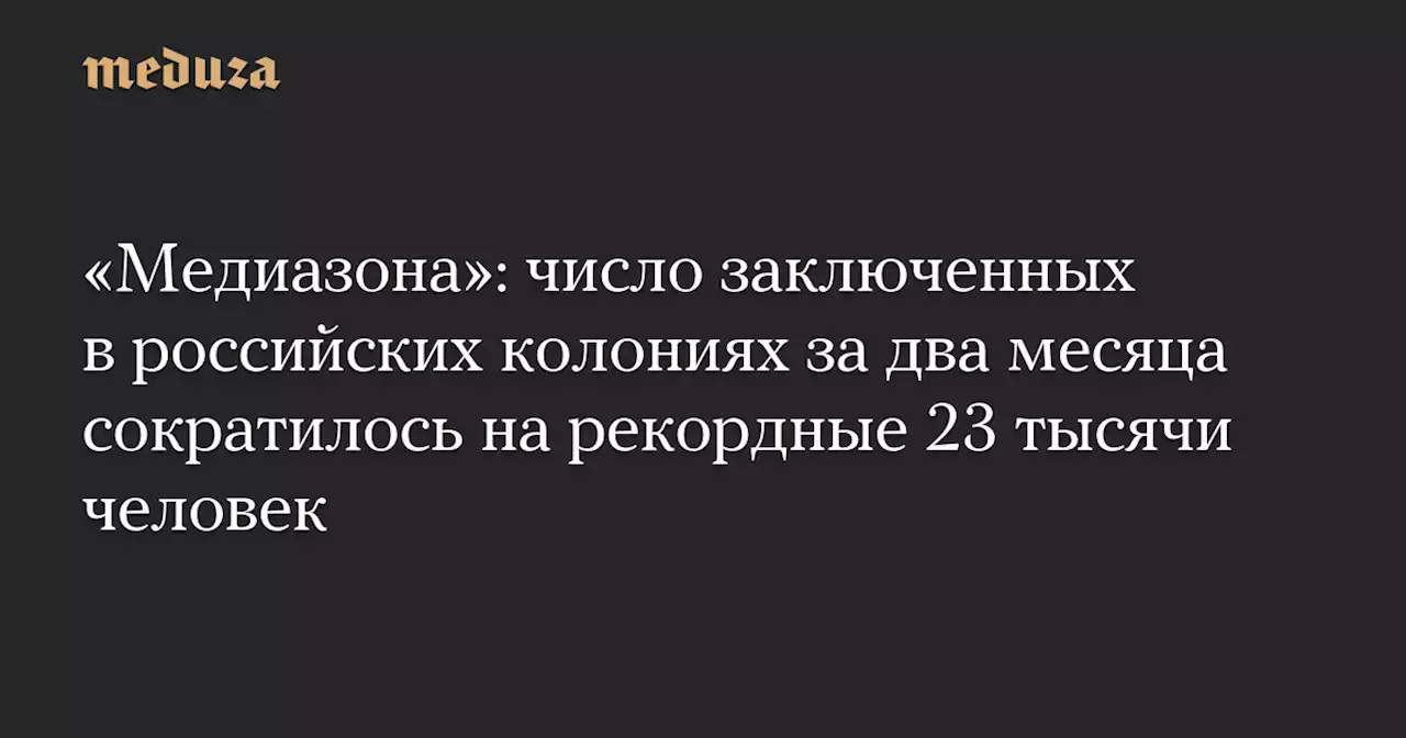 «Медиазона»: число заключенных в российских колониях за два месяца сократилось на рекордные 23 тысячи человек — Meduza