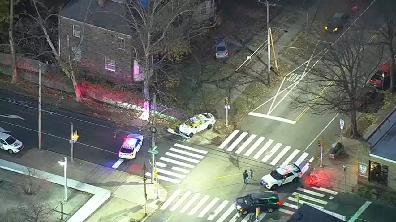 Police Car Jumps Curb During Philly Crash