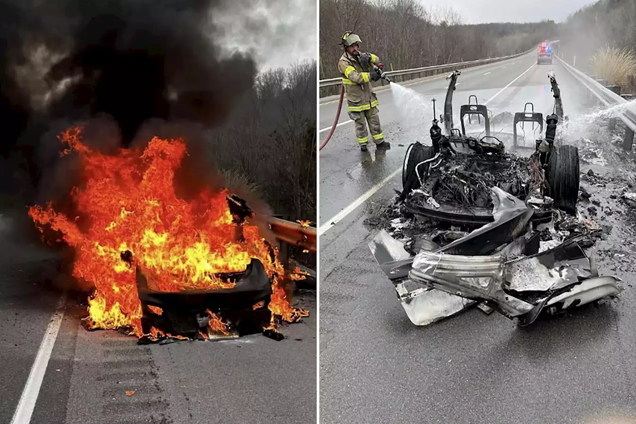 Tesla bursts into flames on Pennsylvania highway