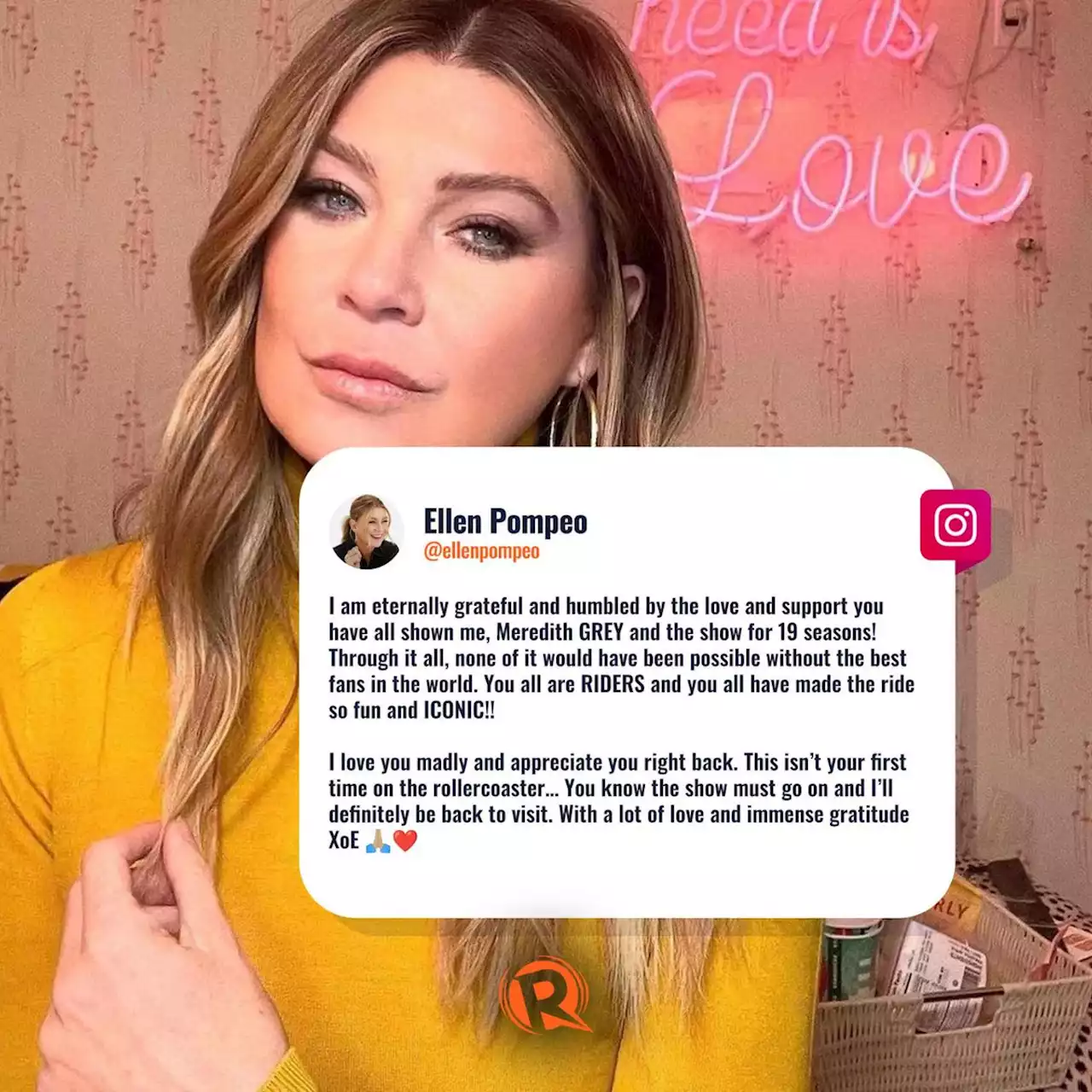 With ‘immense gratitude,’ Ellen Pompeo bids goodbye to ‘Grey's Anatomy' fans