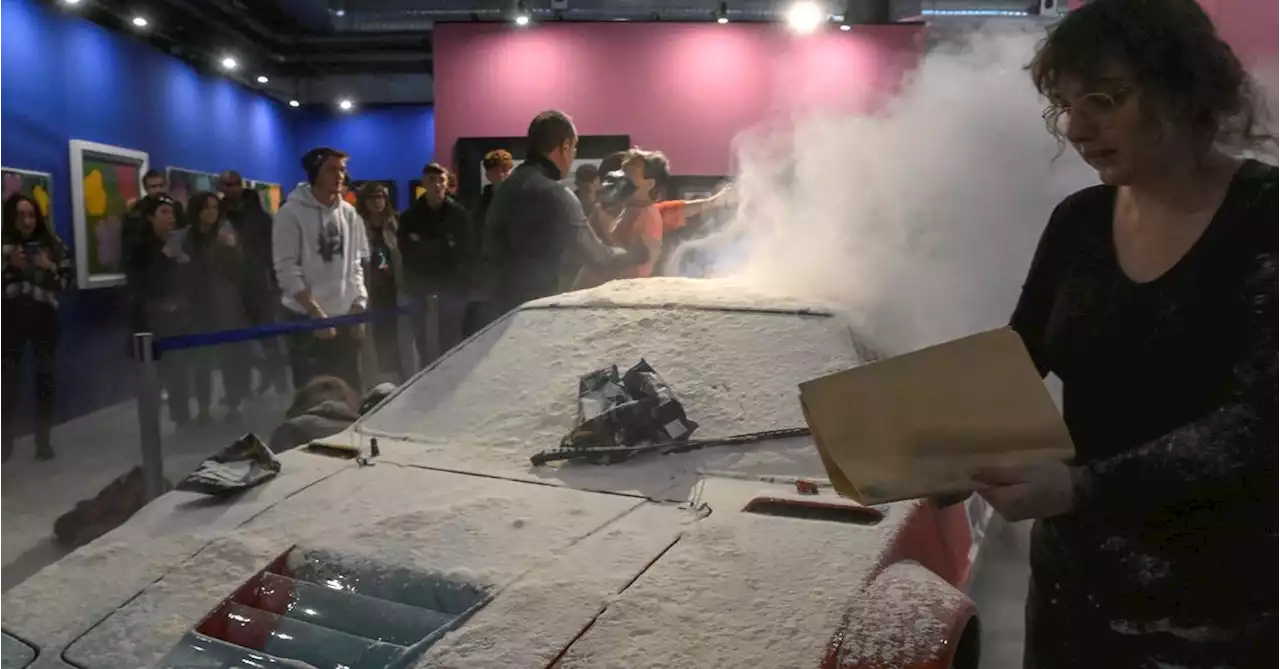 Flour thrown at Warhol car in Milan climate change protest