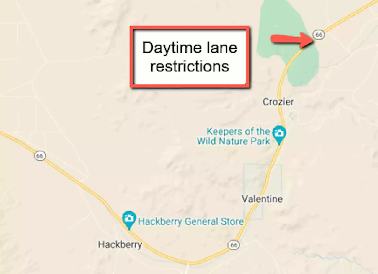 Daytime lane restrictions on US 93 and State Route 66 in Mohave County Nov. 21 - 22