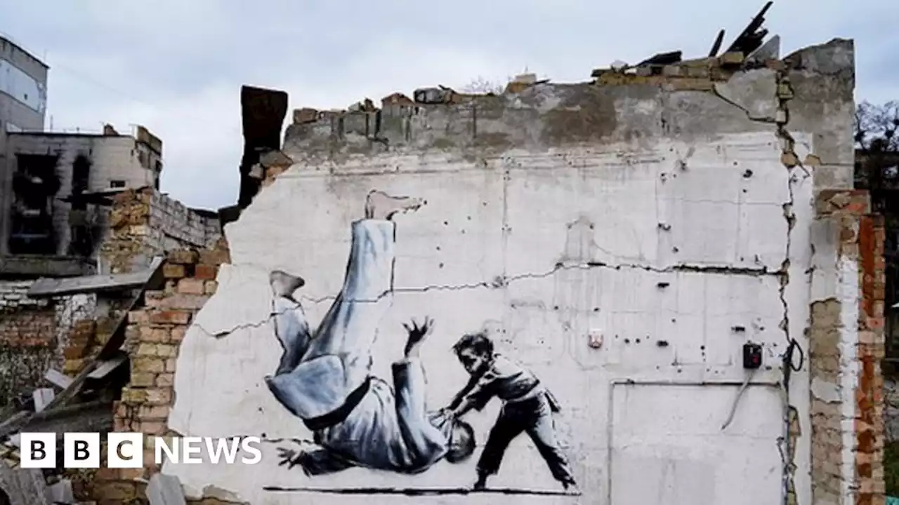 Banksy releases video of his art in Ukraine