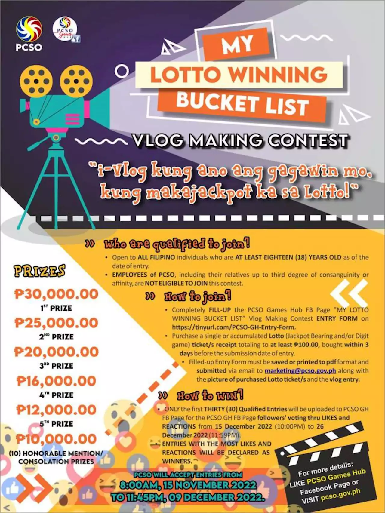 PCSO invites participants for 'My Lotto Winning Bucket List' vlog-making contest