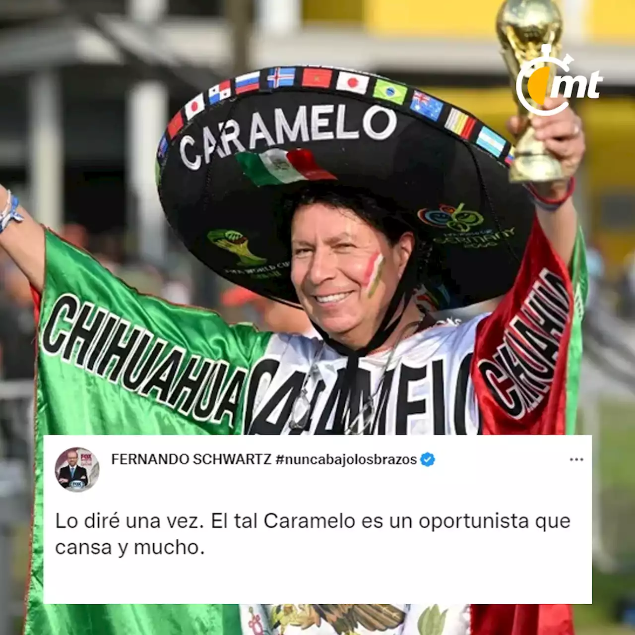 Fernando Schwartz explota contra Caramelo, fiel aficionado del Tri