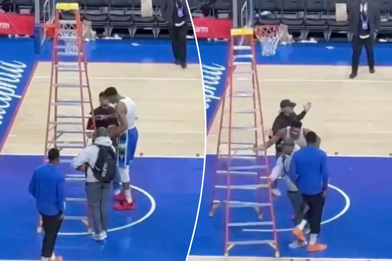 Giannis Antetokounmpo rips ladder away from worker in postgame tantrum