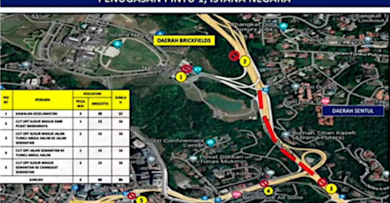 Road closures near Istana Negara, detours from 7 pm