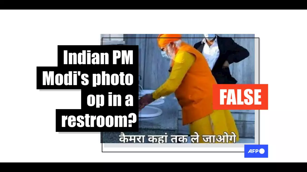 Photo shows Indian PM Modi washing hands at entrance of Sikh temple, not in a restroom