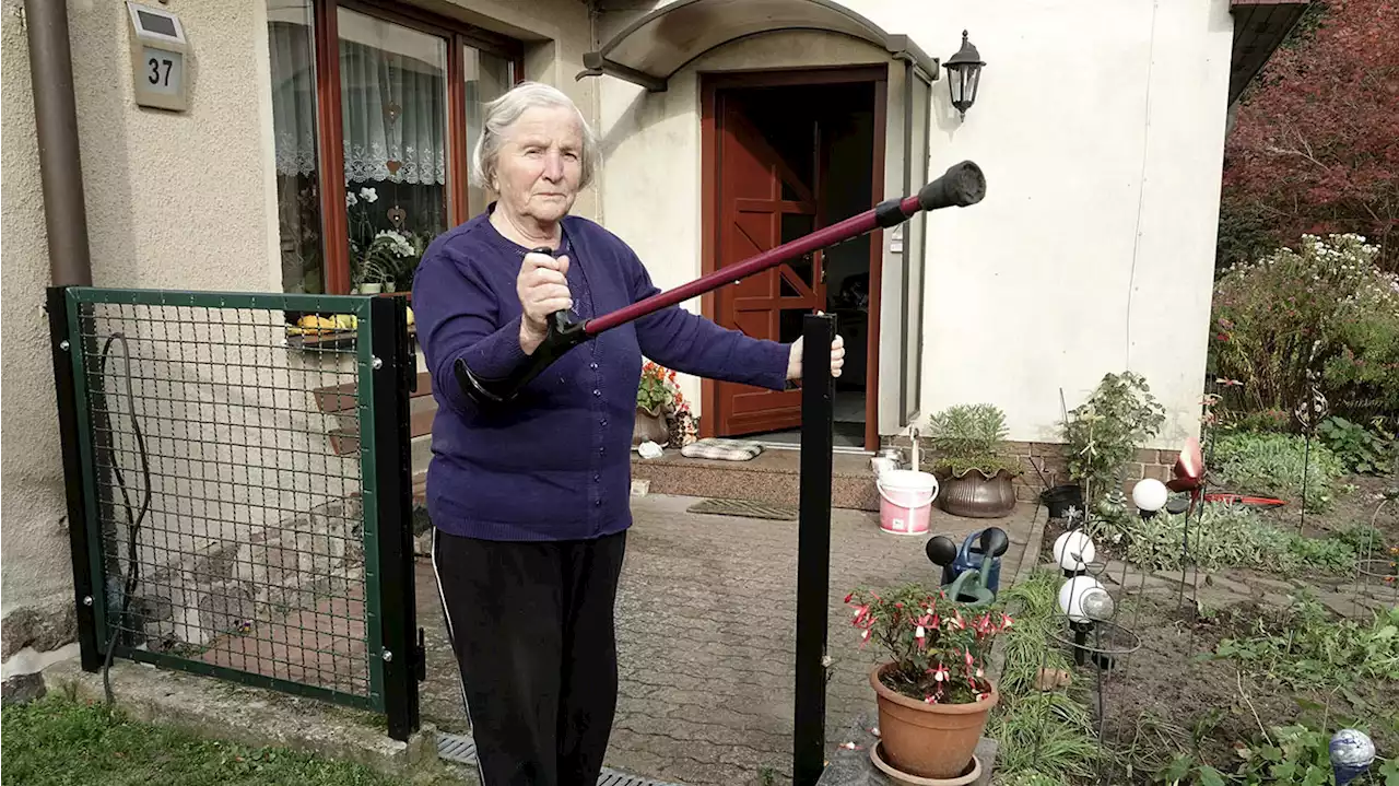 Sie (81) wehrte Laubsauger-Angriff mit Krückstock ab!