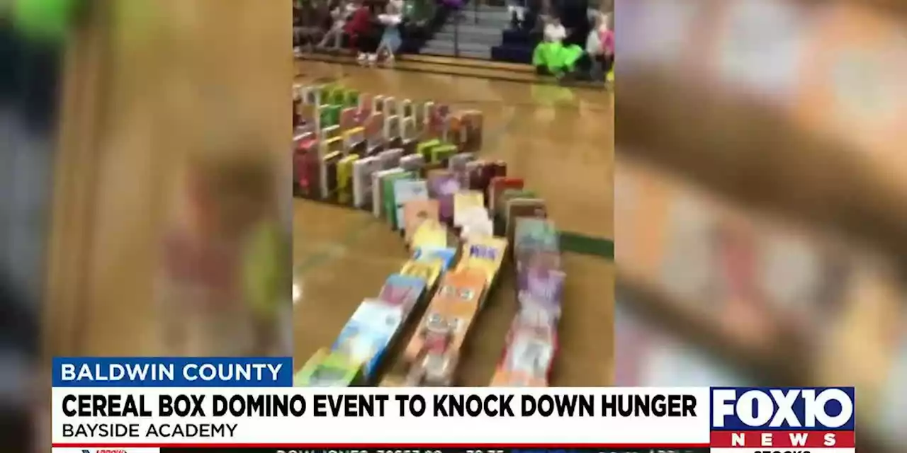 Bayside Academy’s cereal box domino event benefits Prodisee Pantry