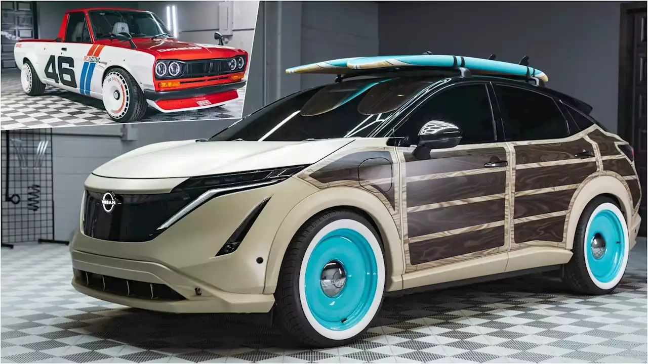 Nissan Electrifies SEMA With Ariya Surfwagon, Sunny Leaf Show Cars