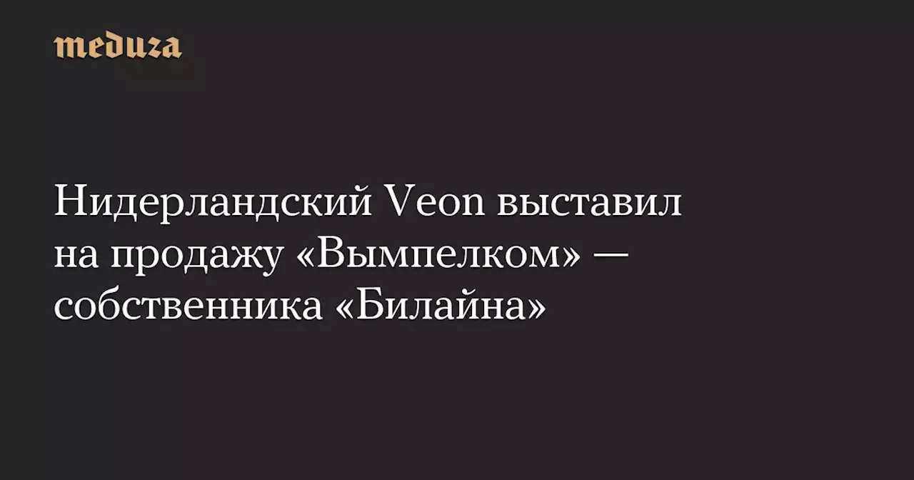 Нидерландский Veon выставил на продажу «Вымпелком» — собственника «Билайна» — Meduza