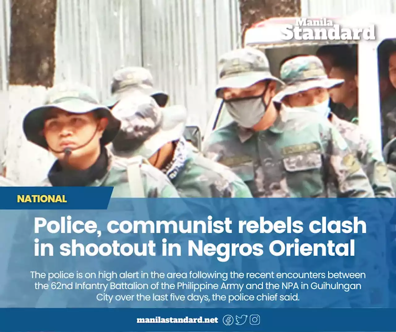 Police, communist rebels clash in shootout in Negros Oriental