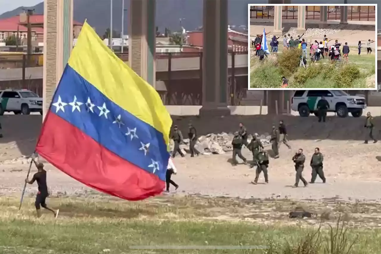 Illegal migrants wave Venezuelan flag after entering Texas, attack Border Patrol