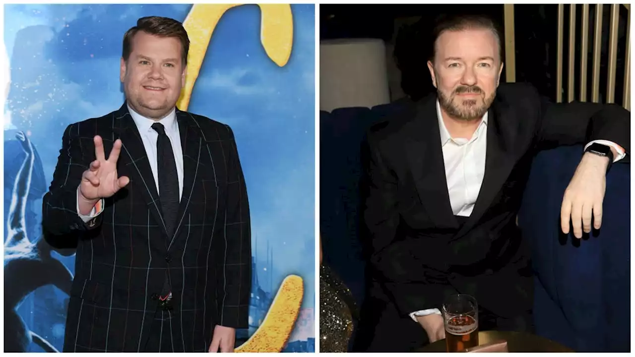 James Corden nearly apologizes for telling Ricky Gervais' joke