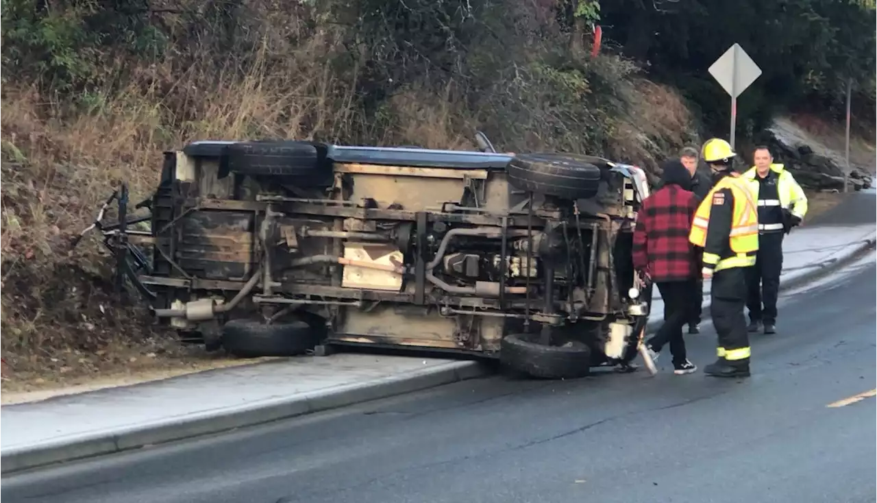 Slippery Nanaimo road leads to single-vehicle rollover Saturday