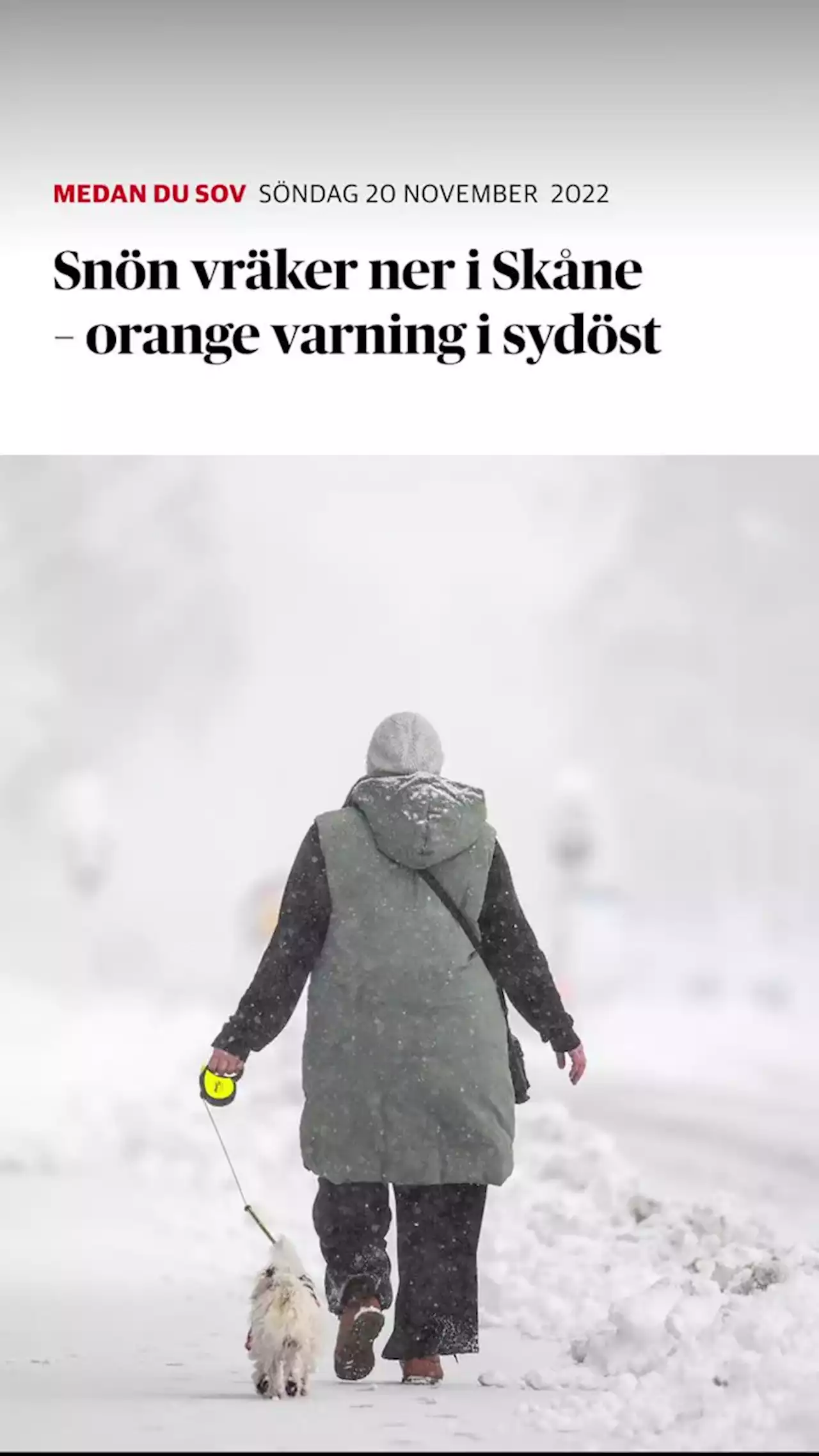 Snön vräker ner i Skåne – orange varning i sydöst