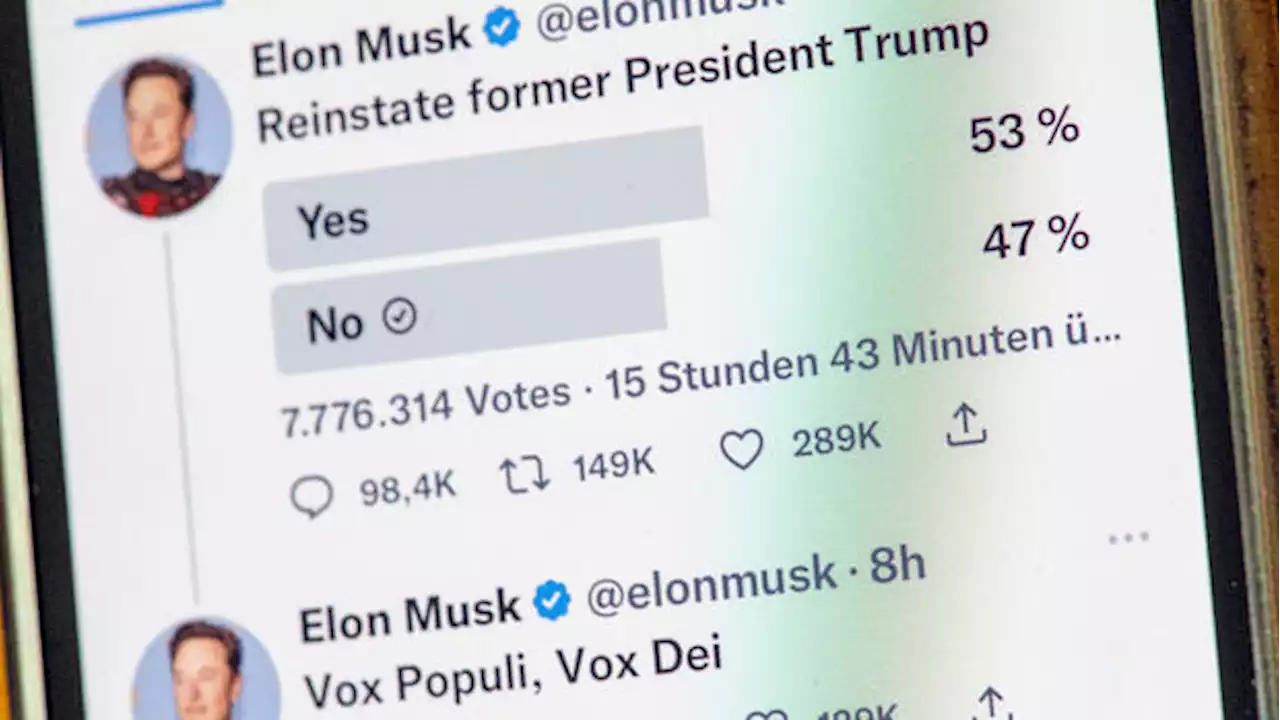 Twitter: Elon Musk reaktiviert Account: Trump darf auf Twitter zurückkehren