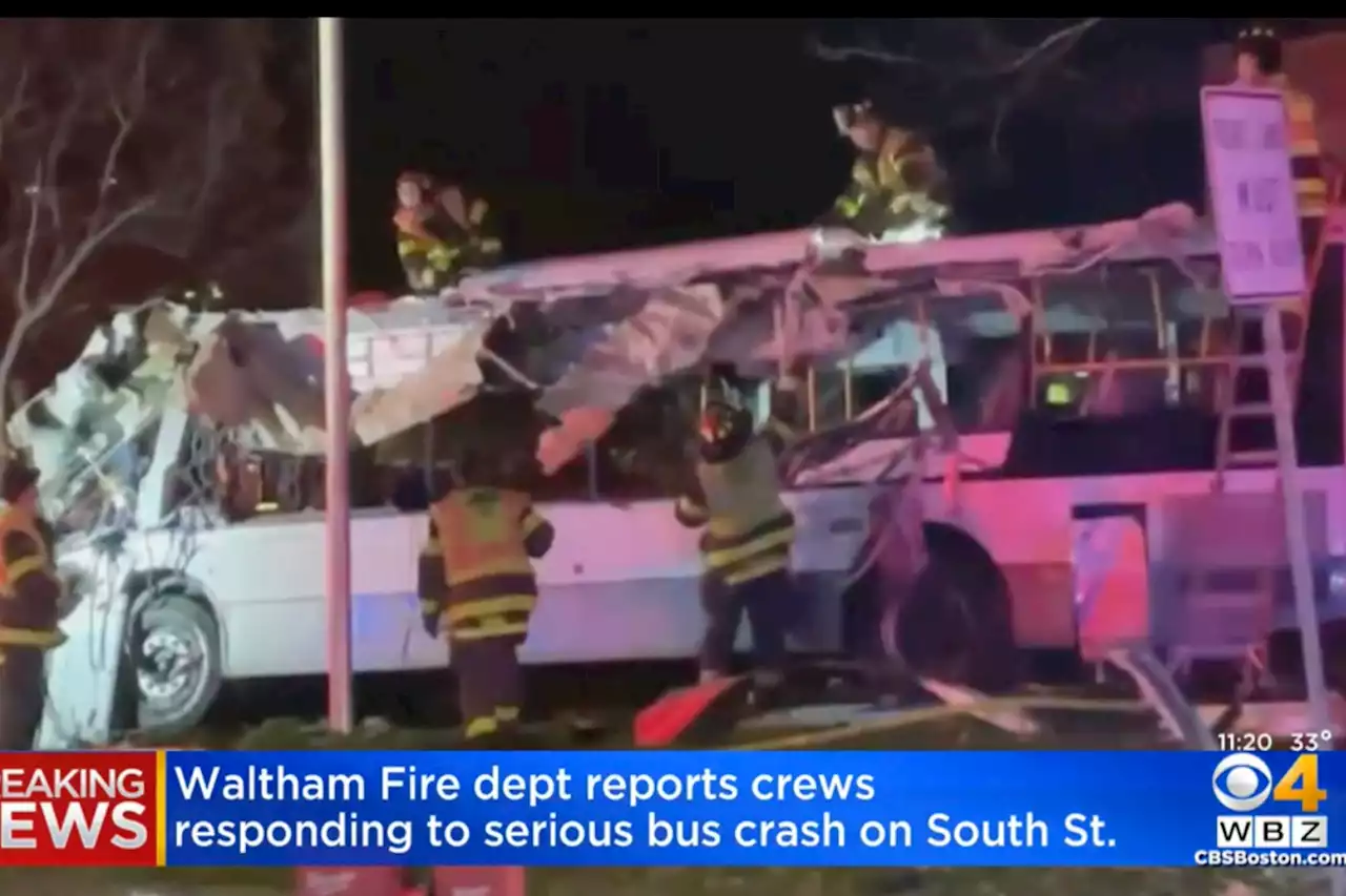 At least 12 people hurt after bus rollover near Brandeis University