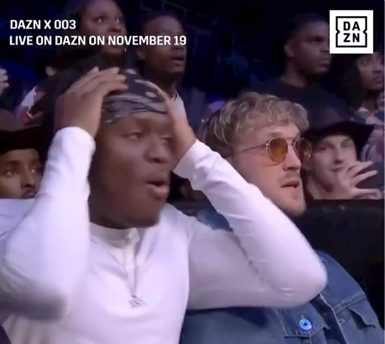 KSI and Logan Paul astonished at ringside as Rahman Jr and Hardy trade blows