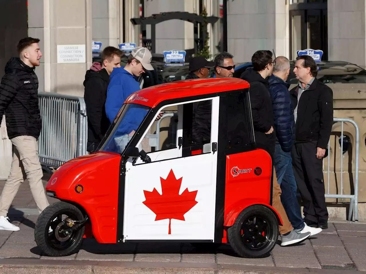 Stronach demonstrates his new micro-mobility vehicle