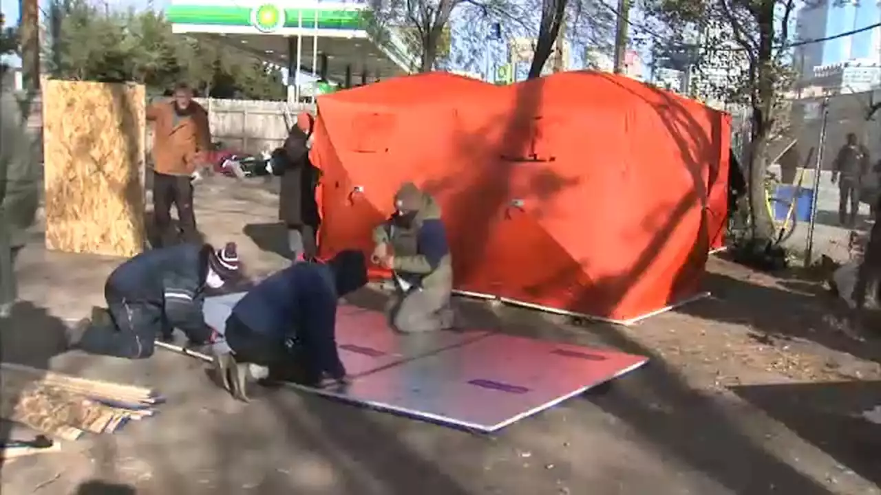 'It means everything': Local nonprofit sets up ice fishing tents for homeless amid freezing temps