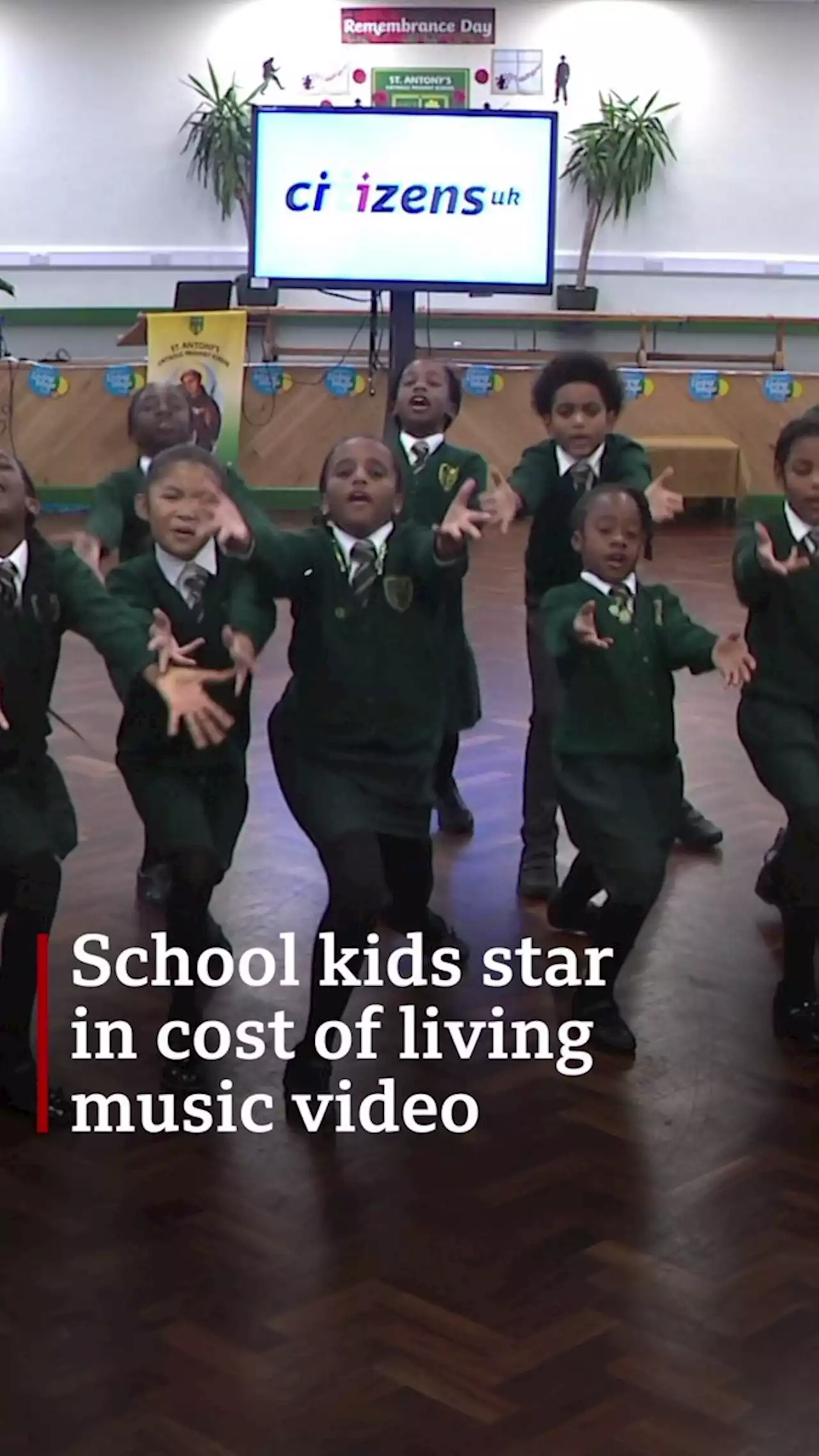 Schoolchildren star in cost of living music video