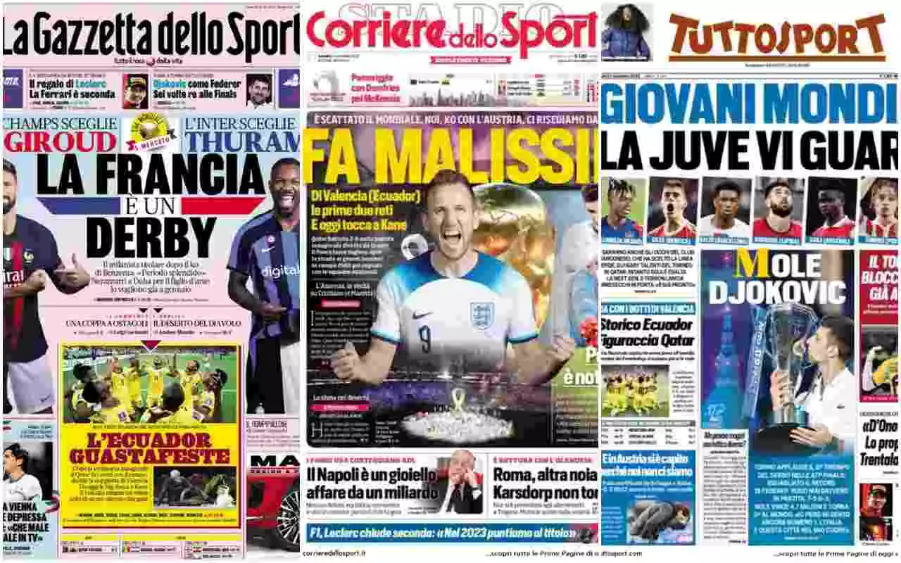 Rassegna Stampa, le prime pagine dei quotidiani sportivi del 21 novembre - Calciomercato