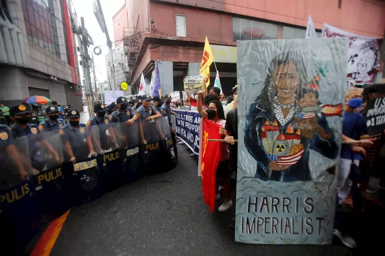 Protesters hold rally in Manila during US VP Kamala Harris' visit