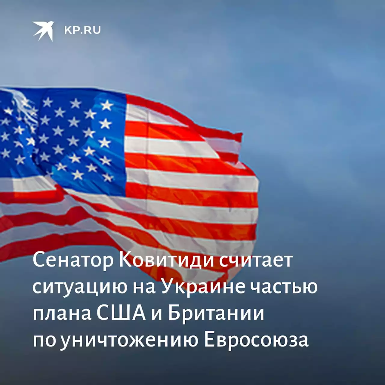 Сенатор Ковитиди считает ситуацию на Украине частью плана США и Британии по уничтожению Евросоюза