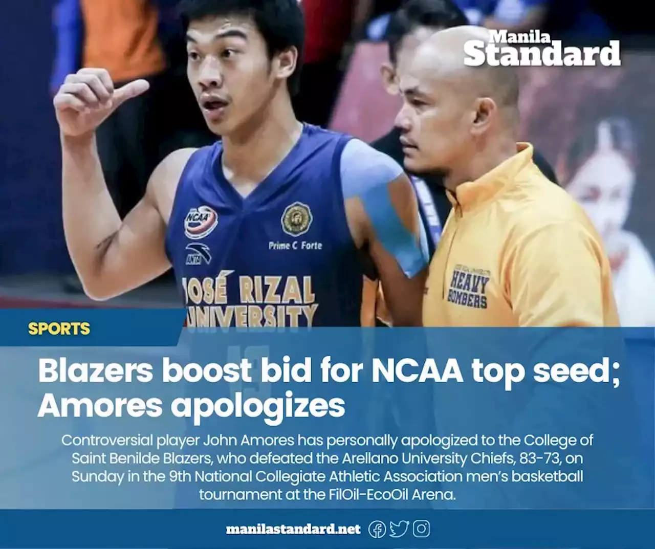 Blazers boost bid for NCAA top seed; Amores apologizes