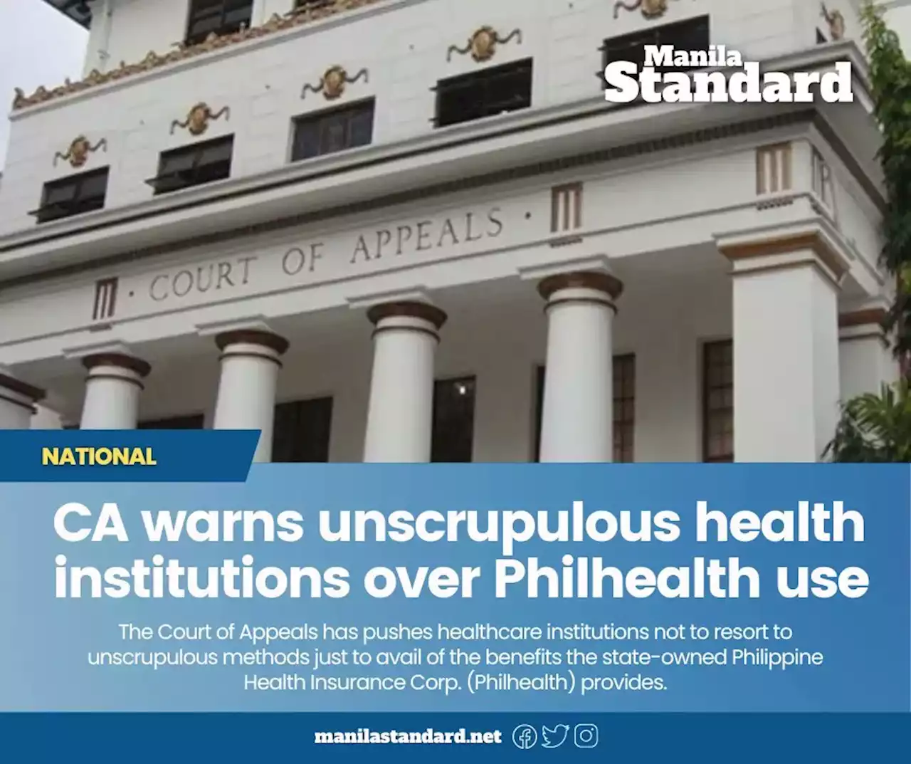 CA warns unscrupulous health institutions over Philhealth use