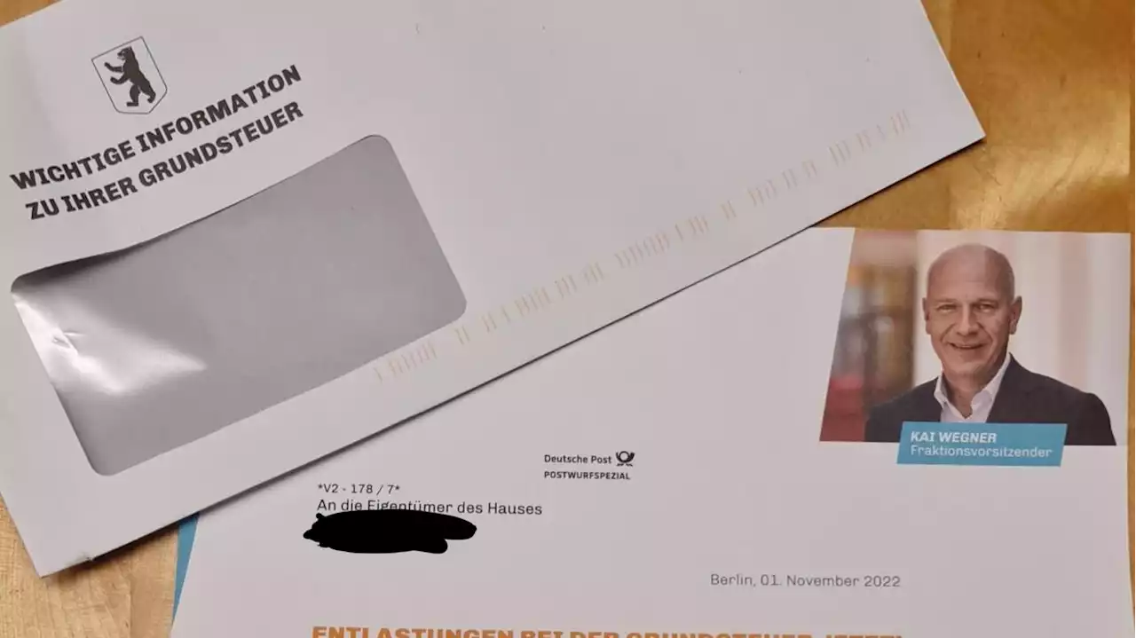 „Wichtige Information zu Ihrer Grundsteuer“: Berliner CDU-Fraktion wirbt mit offiziell anmutendem Brief