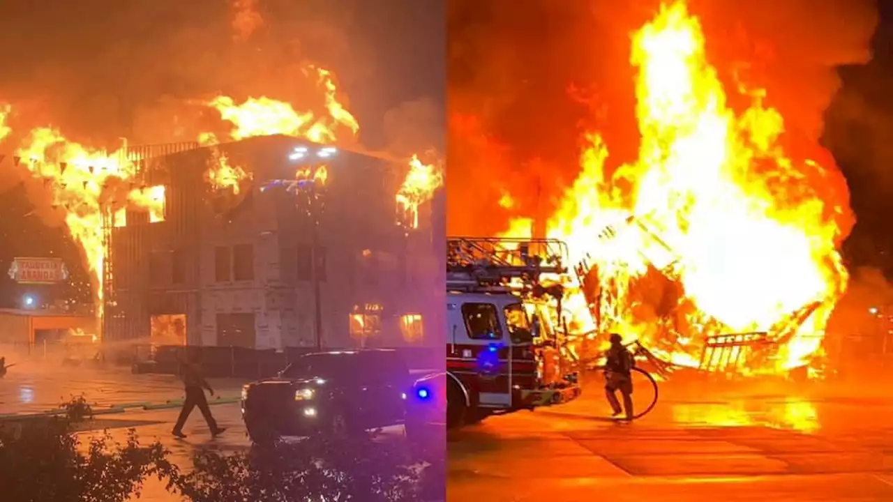 3-story building collapses as crews put out fierce fire in Spring, officials say