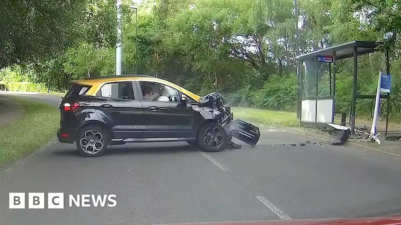 Dashcam video shows stolen vehicle hit bus stop