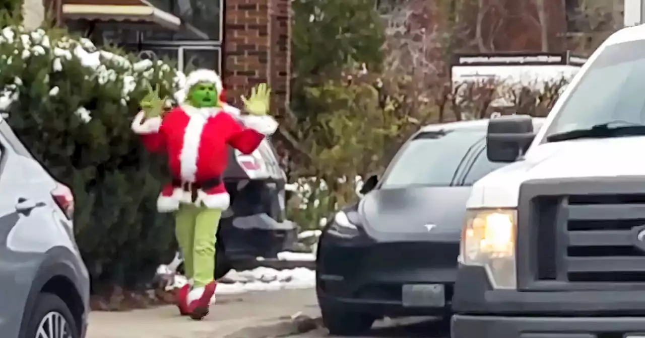 Someone is walking around Toronto in a terrifyingly-realistic Grinch costume