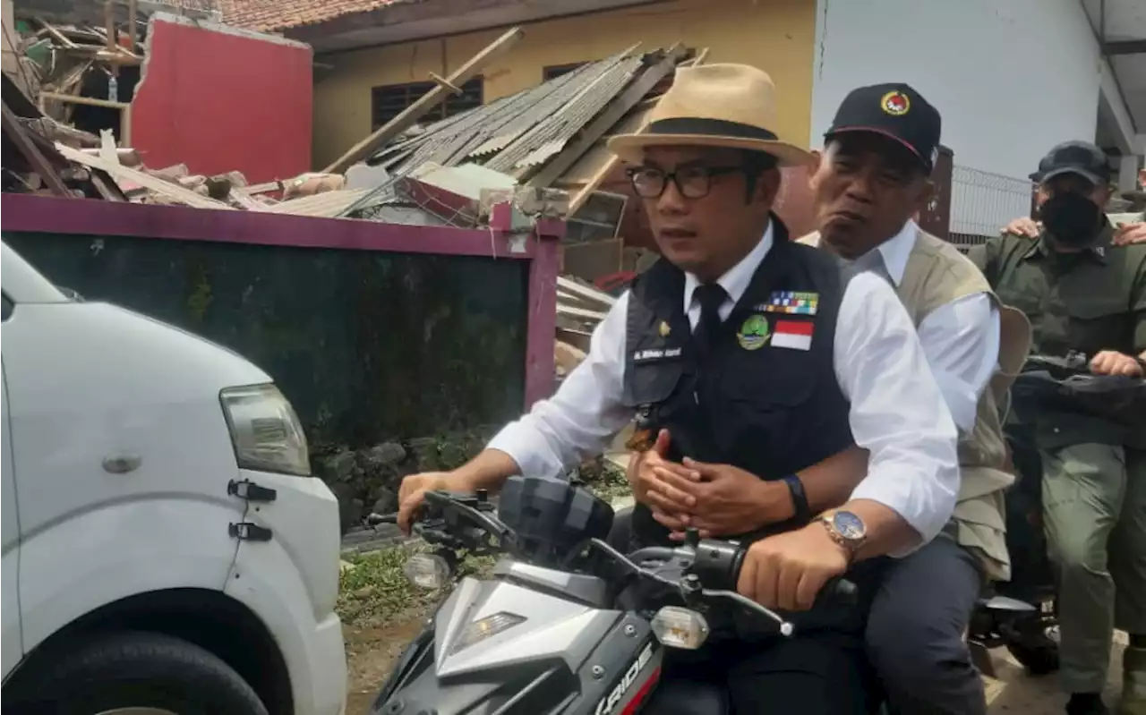 Menko Muhadjir Naik Motor dengan Kang Emil ke Lokasi Gempa Cianjur, Bantuan Mengalir