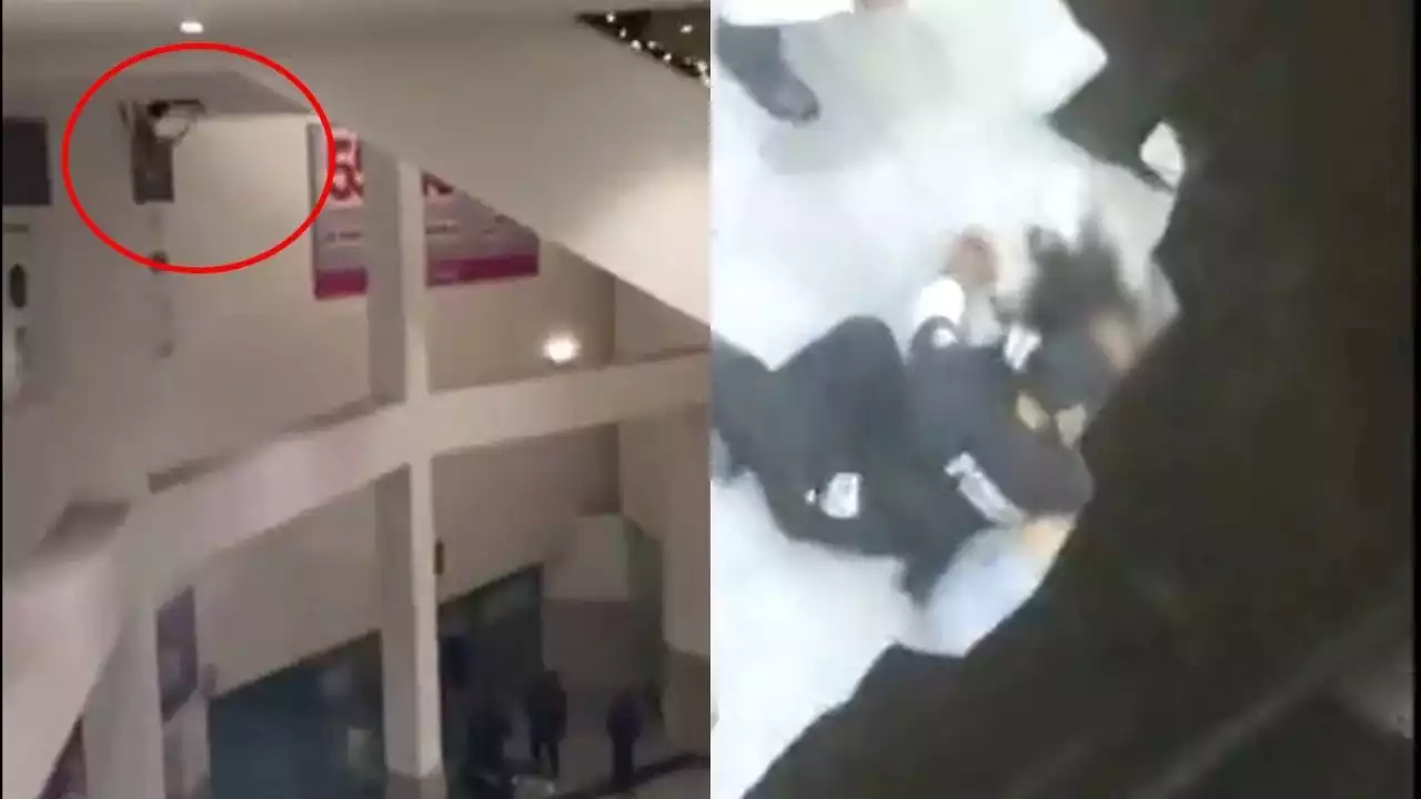 VIDEO | Cae mujer del techo en Plaza Galerías Pachuca